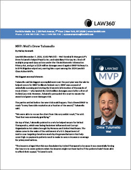 Drew Tulumello Featured as Law360 Class Action MVP for 2024