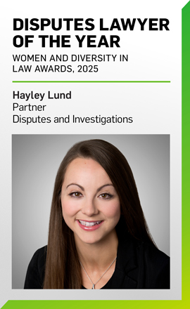 Disputes Lawyer of the Year, Hayley Lund, Partner